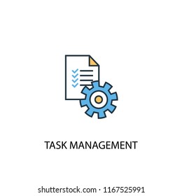 Task Management Concept 2 Colored Line Icon. Simple Yellow And Blue Element Illustration. Task Management Concept Outline Symbol Design From Management Set