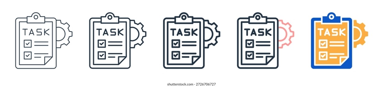 Administración de tareas diferentes iconos de estilo establecen la Ilustración vectorial.