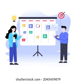 Task management flat illustration, editable vector Task management flat illustration, editable vector 