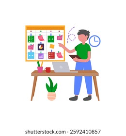 Task Management, Flat Vector Illustration