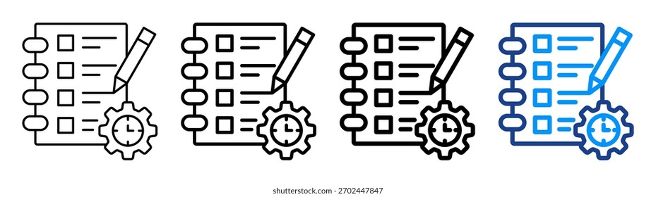 Ícone de Gerenciamento de Tarefas Conjunto de Coletas de Outline Diferente