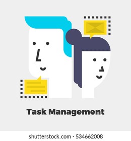 Task Management Icon. Material Design Illustration Concept. Modern Colorful Web Design Graphics. Premium Quality. Pixel Perfect. Bold LineColor Art. Unusual Artwork Isolated on White. 