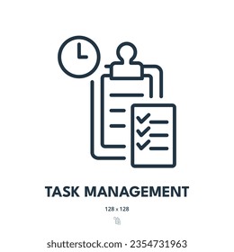 Task Management Icon. Schedule, Checklist, Plan. Editable Stroke. Simple Vector Icon