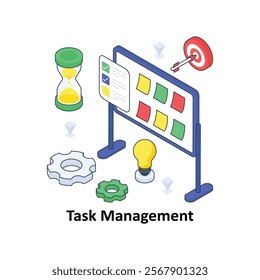 Task Management isometric Colored illustration. EPS File stock illustration