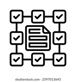 Task Management Line Icon, Linear Style Symbol for Productivity and Workflow Optimization