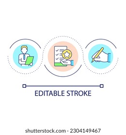 Task management loop concept icon. Business workflow organization. Planning and control abstract idea thin line illustration. Isolated outline drawing. Editable stroke. Arial font used