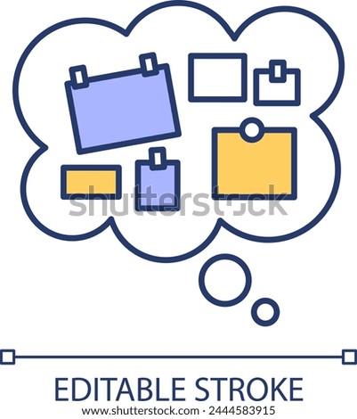 Task management RGB color icon. Business planning task board, sticky notes. Notepaper notice reminders methodology. Isolated vector illustration. Simple filled line drawing. Editable stroke