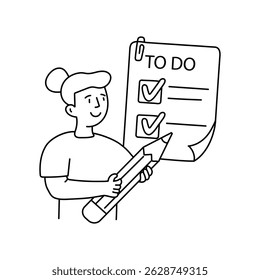 Ilustrações de outline de vetor do Gerenciamento de Tarefas. Arquivo EPS 10