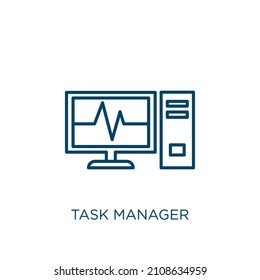 task manager icon. Thin linear task manager outline icon isolated on white background. Line vector task manager sign, symbol for web and mobile