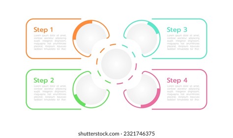 Task managing infographic chart design template. Abstract infochart with editable contour. Instructional graphics with 4 step sequence. Visual data presentation. Prompt Medium, Roboto Light fonts used