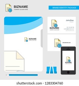 Task on time  Business Logo, File Cover Visiting Card and Mobile App Design. Vector Illustration