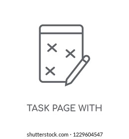 Task page with marks linear icon. Modern outline Task page with marks logo concept on white background from Productivity collection. Suitable for use on web apps, mobile apps and print media.