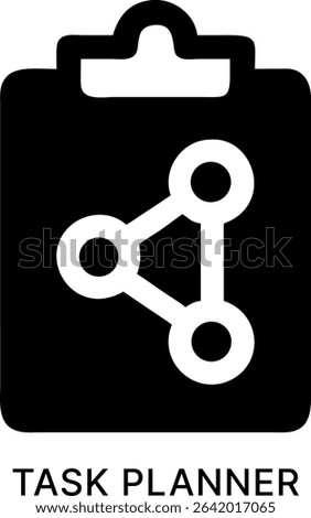 Task Planner Clipboard Nodes Black Fill Icon Design