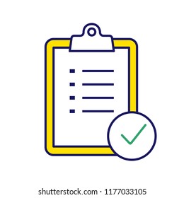 Task planning color icon. Checklist. Test, exam. To do list. Project management. Tasks list. Isolated vector illustration