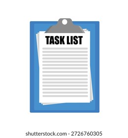 Planejamento de tarefas.Ilustração plana da área de transferência com ícone de lista de verificação para a Web.

