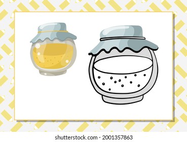 The task for preschool children to develop fine motor skills. Vector illustration. Worksheet for printing. Yellow jam.