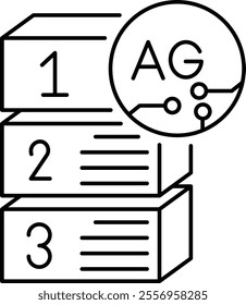 Task Prioritization icon. List with priorities symbolizing efficient task management. Suitable for productivity tools. Simple Black outline