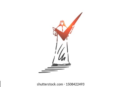Task and project management concept sketch. Hand drawn isolated vector
