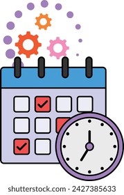 Task project Scheduler and Estimates concept, Processing time or Planner vector icon design, self improvement at workplace Symbol, business motivation Sign, goal-directed behavior stock illustration