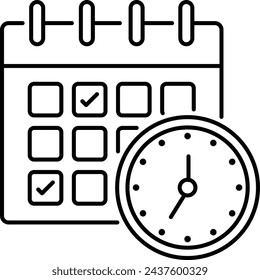 Concepto de Programador y estimaciones del proyecto de tareas, Tiempo de procesamiento o diseño de contorno vectorial del planificador, Mejora de las habilidades de productividad Símbolo, motivación empresarial Signo, Impulso empresarial ilustración de stock