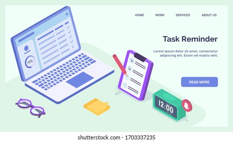 task reminder or todo list for business professional for website landing homepage template banner isometric