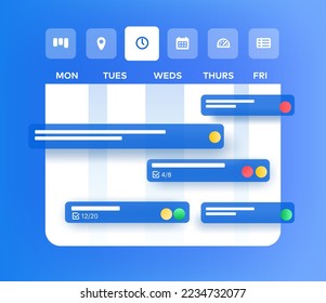 Task schedule management timeline. Vector illustration