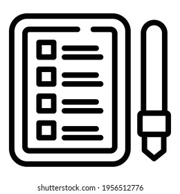 Task schedule pen board icon. Outline Task schedule pen board vector icon for web design isolated on white background
