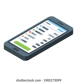 Icono de smartphone de programación de tareas. Isometric del programa de tareas icono de vector de smartphone para diseño web aislado en fondo blanco
