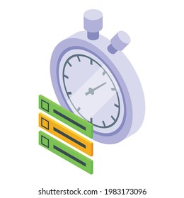 Task schedule stopwatch icon. Isometric of Task schedule stopwatch vector icon for web design isolated on white background