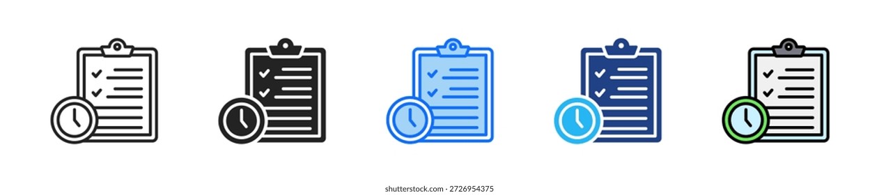 Ícone do Agendador de Tarefas Definir Coleção de Vários Estilos