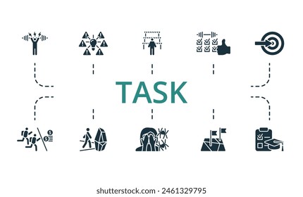 Task set. Creative icons. Editable elements.