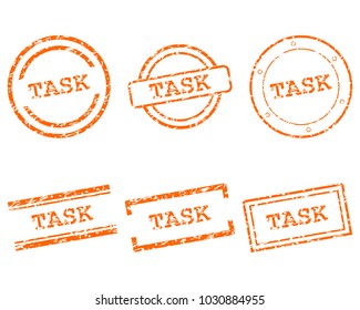 Task stamps on white