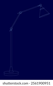 Task table desk lamp contour. Vector illustration