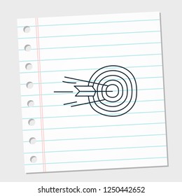 Task target with white and line paper note background template design. Finance and business concept logo icon. Vector illustration