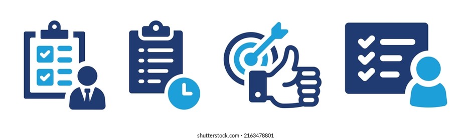 Task vector icon. Checklist form on clipboard for business project symbol illustration.