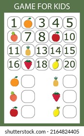 The task is to write in the lost numbers from 1 to 20. Educational exercises for preschool children