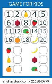 The task is to write in the lost numbers from 1 to 20. Educational exercises for preschool children