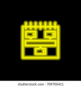Task yellow glowing neon ui ux icon. Glowing sign logo vector