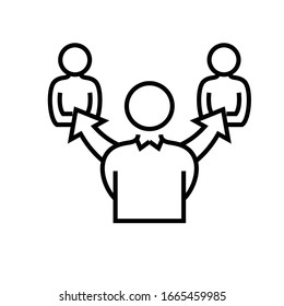 Icono de línea de empleados de tareas, signo de concepto, ilustración de vector de esquema, símbolo lineal.