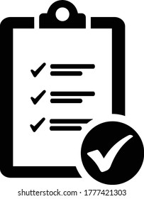 Überprüfung der Aufgaben, schwarzes Symbol der Checkliste