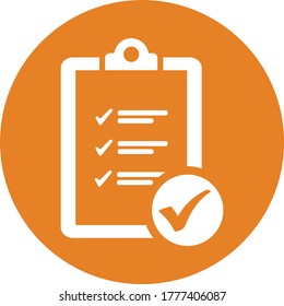 Comprobación de tareas, icono de lista de verificación naranja