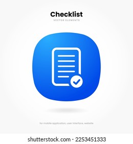 Tasks clipboard icon. Task done sign. Approved document icon. Project completed. Check Mark sign. Worksheet sign. Application form. Fill in the form. Report. Checklist icon