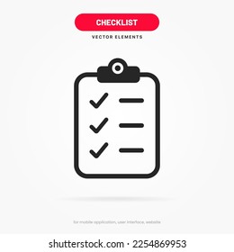Tasks clipboard icon. Task done sign. Approved document icon. Project completed. Check Mark sign. Worksheet sign. Application form. Fill in the form. Report. Checklist icon