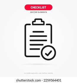 Tasks clipboard icon. Task done sign. Approved document icon. Project completed. Check Mark sign. Worksheet sign. Application form. Fill in the form. Report. Checklist icon