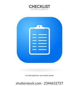 Tasks clipboard icon. Task done sign. Approved document icon. Project completed. Check Mark sign. Worksheet sign. Application form. Fill in the form. Report. Checklist icon