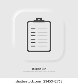 Tasks clipboard icon. Task done sign. Approved document icon. Project completed. Check Mark sign. Worksheet sign. Application form. Fill in the form. Report. Checklist icon