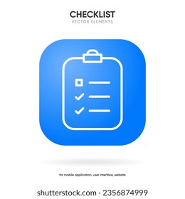 Tasks clipboard icon. Task done sign. Approved document icon. Project completed. Check Mark sign. Worksheet sign. Application form. Fill in the form. Report. Checklist icon