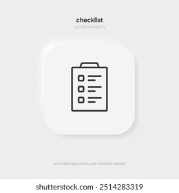 Tasks clipboard icon. Task done sign. Approved document icon. Project completed. Check Mark sign. Worksheet sign. Application form. Fill in the form. Report. Checklist icon