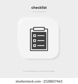 Tasks clipboard icon. Task done sign. Approved document icon. Project completed. Check Mark sign. Worksheet sign. Application form. Fill in the form. Report. Checklist icon