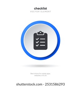 Ícone da área de transferência de tarefas. Sinal de tarefa concluída. Ícone do documento aprovado. Projeto concluído. Sinal de marca de seleção. Sinal da planilha. Formulário de inscrição. Preencha o formulário. Relatório. Ícone Lista de verificação